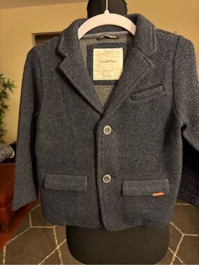 Zara Navy Textured Boys Blazer size 5